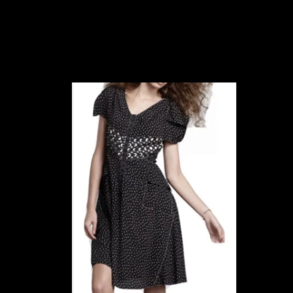 Anthropologie Byron Lars Beguile Black LaserCut Flutter Dress